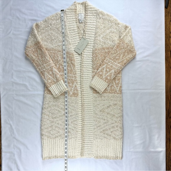 JOIE Longline Nordic Duster Cardigan in Cream/Tan Bouclé Knit Size X-Small (NWT) - Picture 7 of 14